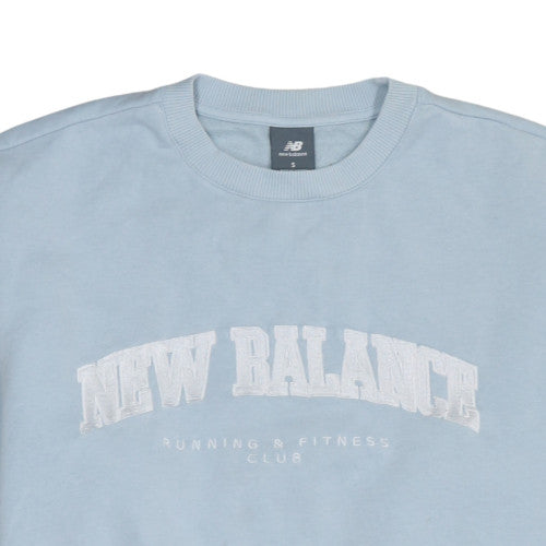 New Balance Womens Blue Small Pullover Sweatshirt Casual Cotton Blend