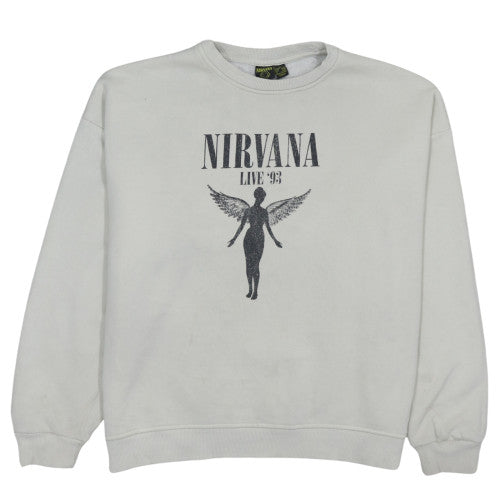 Nirvana Women’s White Crew Neck Sweatshirt Size 8/10 Graphic Print