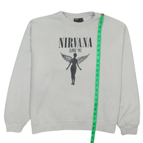 Nirvana Women’s White Crew Neck Sweatshirt Size 8/10 Graphic Print