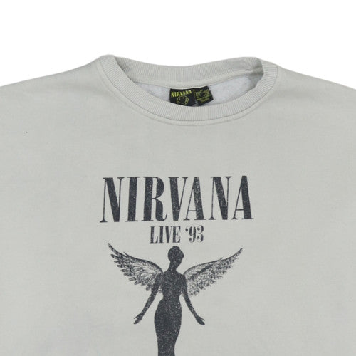 Nirvana Women’s White Crew Neck Sweatshirt Size 8/10 Graphic Print