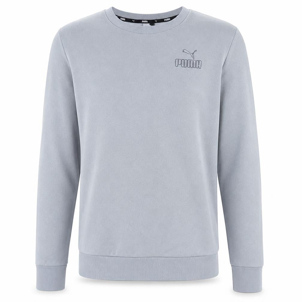 Front view of Puma Men's Grey Crew Neck Pullover Sweatshirt, size S