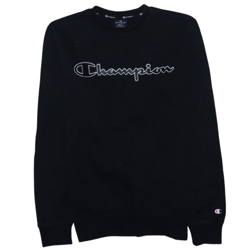 Champion Men's Black Small Crew Neck Pullover Logo Sweatshirt