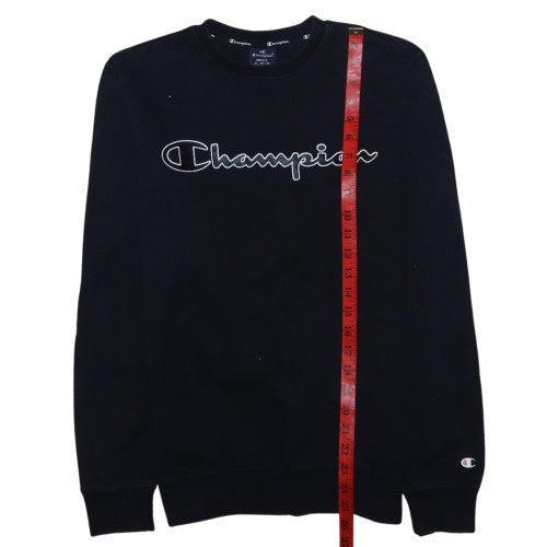 Champion Men's Black Small Crew Neck Pullover Logo Sweatshirt