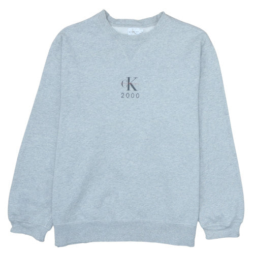 Calvin Klein Jeans Men's Grey Logo Sweatshirt Size L Vintage Style