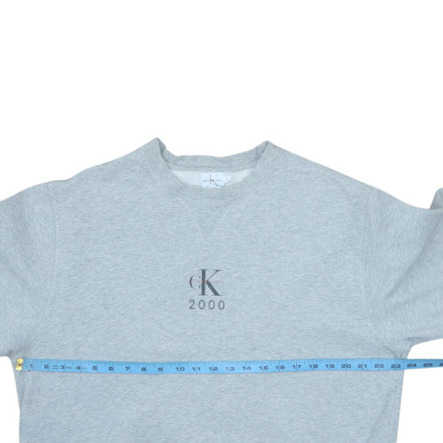 Calvin Klein Jeans Men's Grey Logo Sweatshirt Size L Vintage Style