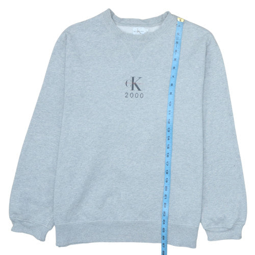 Calvin Klein Jeans Men's Grey Logo Sweatshirt Size L Vintage Style