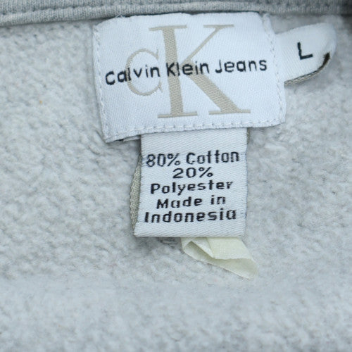 Calvin Klein Jeans Men's Grey Logo Sweatshirt Size L Vintage Style