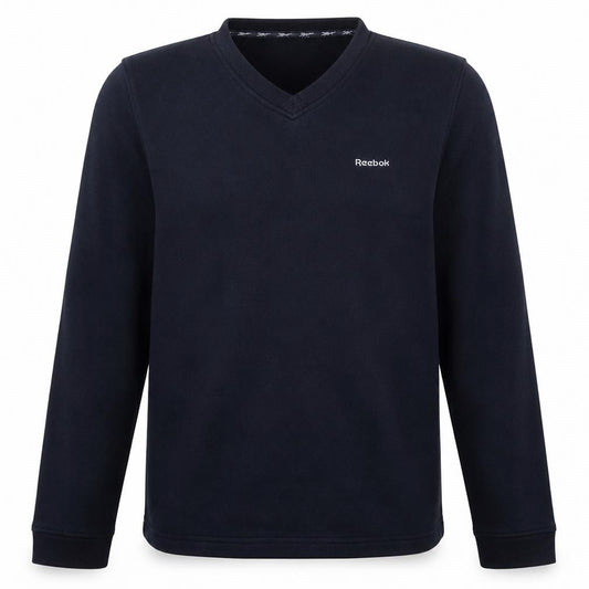 Front view of Reebok unisex black v-neck pullover sweatshirt s