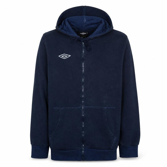 Front view of Umbro Men's Blue Full Zip Hooded Sweatshirt L Regular Fit