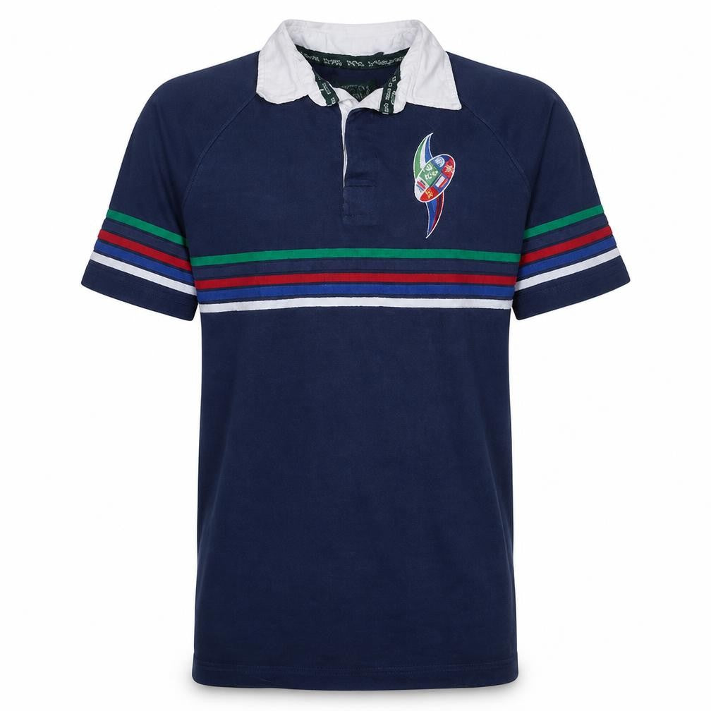 Total Rugby Men's Blue Striped Cotton Polo Shirt Size S