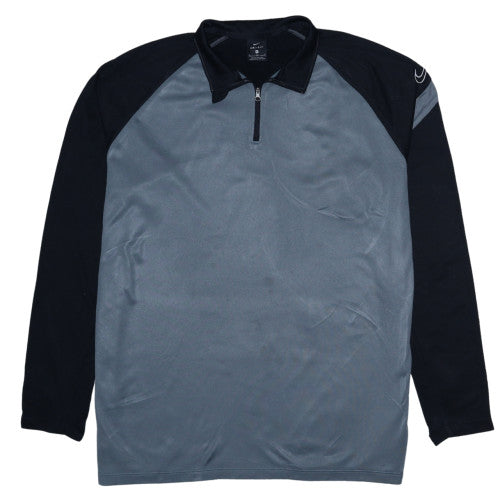 Nike Men's Grey Black Dri-Fit 1/4 Zip Long Sleeve Sweatshirt XL