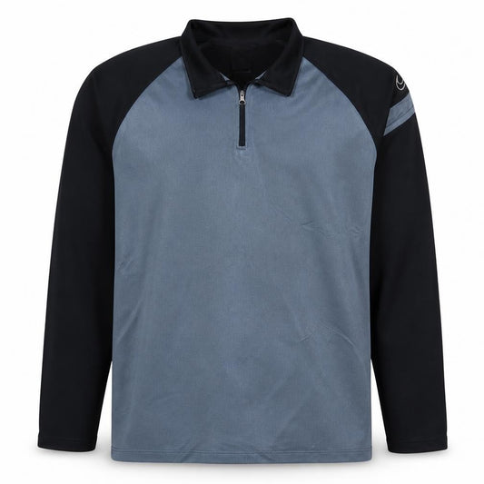 Front view of Nike Men's Grey Black Dri-Fit 1/4 Zip Long Sleeve Sweatshirt XL