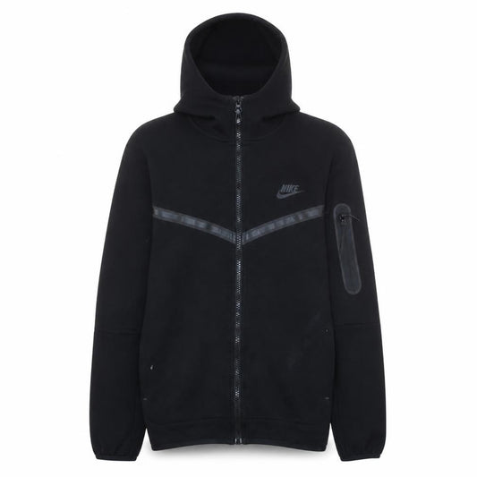 Front view of Nike Men's Black Full Zip Hoodie Fleece S Regular Fit
