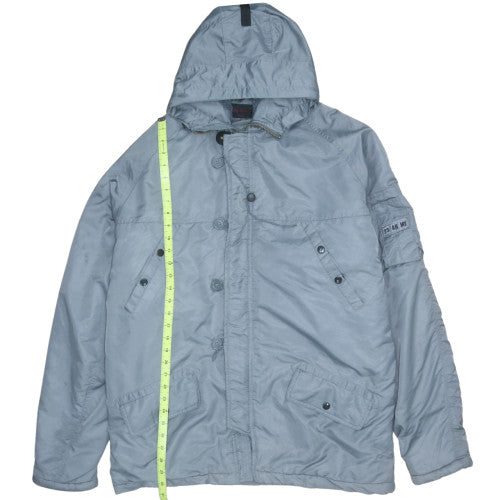 New Roads Men's Grey XL Parka Jacket Hooded Lined Winter Coat