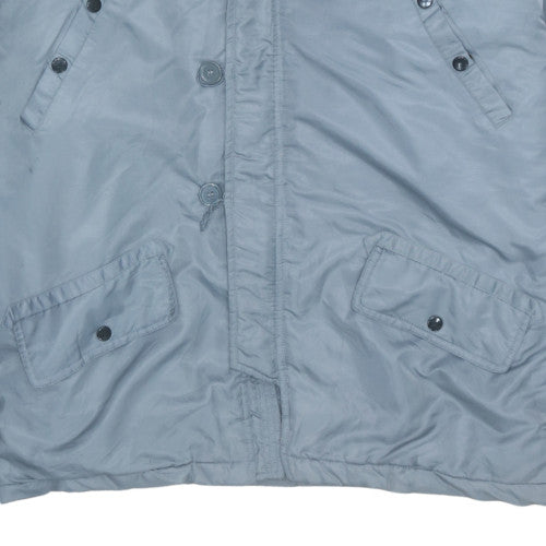 New Roads Men's Grey XL Parka Jacket Hooded Lined Winter Coat