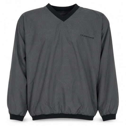 Front view of taem'Keil men’s black v-neck pullover sweatshirt, size L
