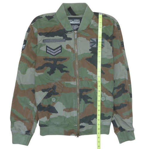 Bomboogie Men's Green Camouflage Bomber Jacket Size L Cotton Military Style