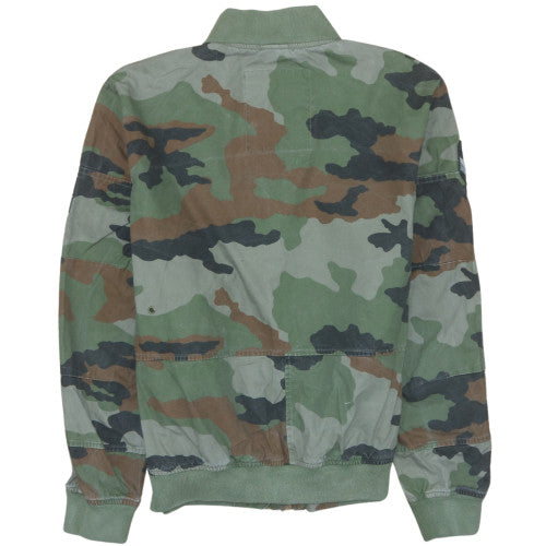 Bomboogie Men's Green Camouflage Bomber Jacket Size L Cotton Military Style