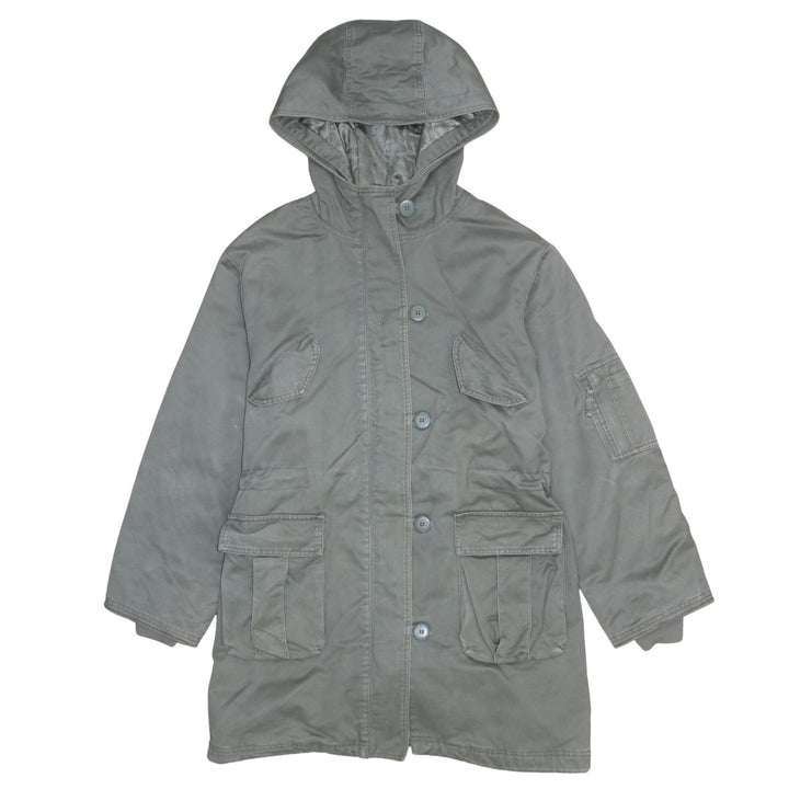 Next Women’s Green Hooded Parka Coat Size 18 Lined Quilted Long