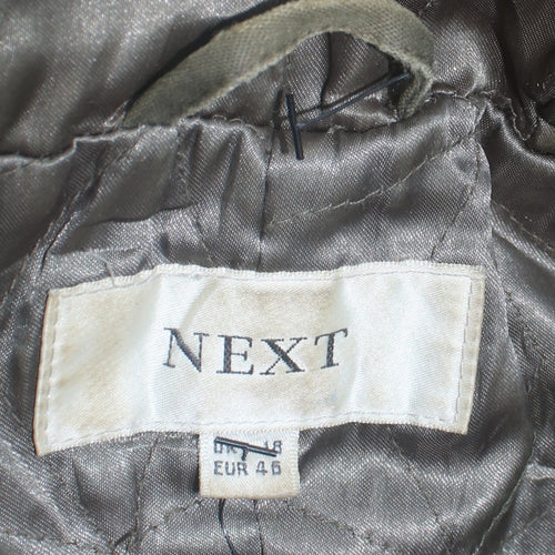 Next Women’s Green Hooded Parka Coat Size 18 Lined Quilted Long