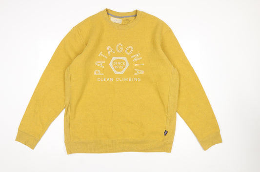 Patagonia Men's Yellow Pullover Sweatshirt L Graphic Clean Climbing