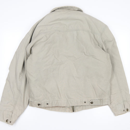 Caterpillar Men's Beige Cotton Bomber Jacket L Workwear Style