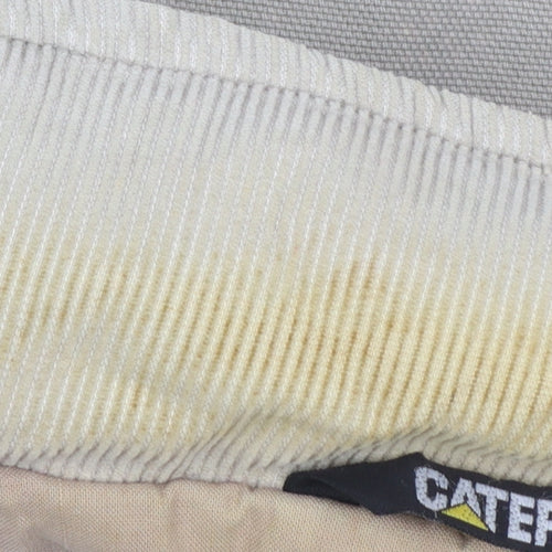 Caterpillar Men's Beige Cotton Bomber Jacket L Workwear Style
