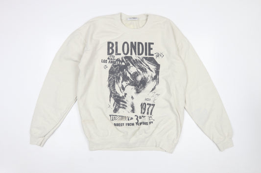 Topshop Blondie Women's Beige Graphic Pullover Sweatshirt M
