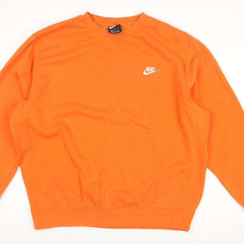 Nike Women Orange XL Pullover Sweatshirt Crew Neck Cotton Blend