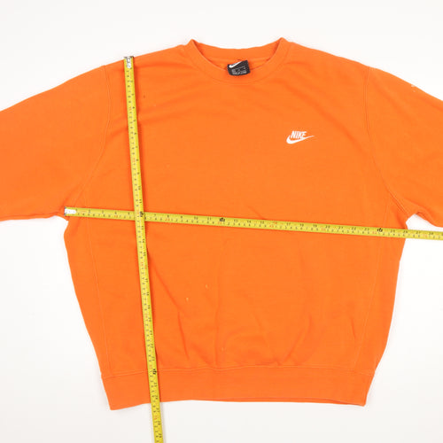 Nike Women Orange XL Pullover Sweatshirt Crew Neck Cotton Blend