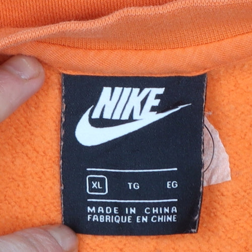 Nike Women Orange XL Pullover Sweatshirt Crew Neck Cotton Blend
