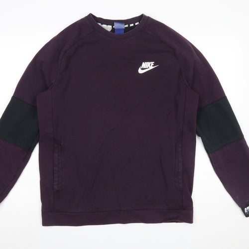 Nike Men's Purple Pullover Sweatshirt M Regular Fit Crew Neck