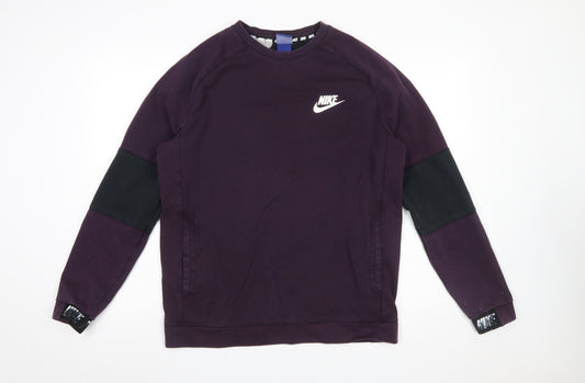 Nike Men's Purple Pullover Sweatshirt M Regular Fit Crew Neck