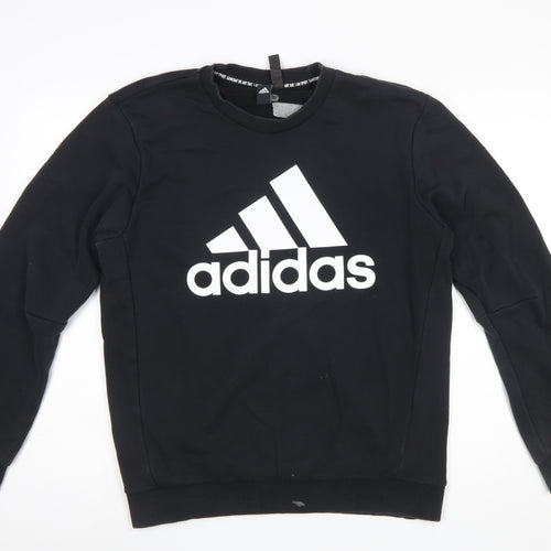 Adidas Mens Black Crew Neck Logo Sweatshirt Size M Regular Fit