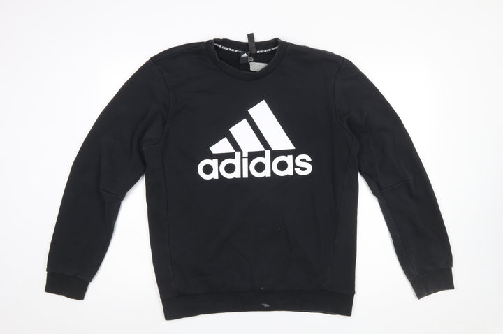 Adidas Mens Black Crew Neck Logo Sweatshirt Size M Regular Fit