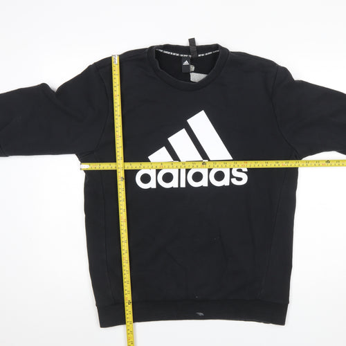 Adidas Mens Black Crew Neck Logo Sweatshirt Size M Regular Fit