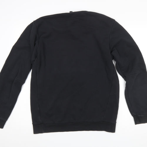 Adidas Mens Black Crew Neck Logo Sweatshirt Size M Regular Fit