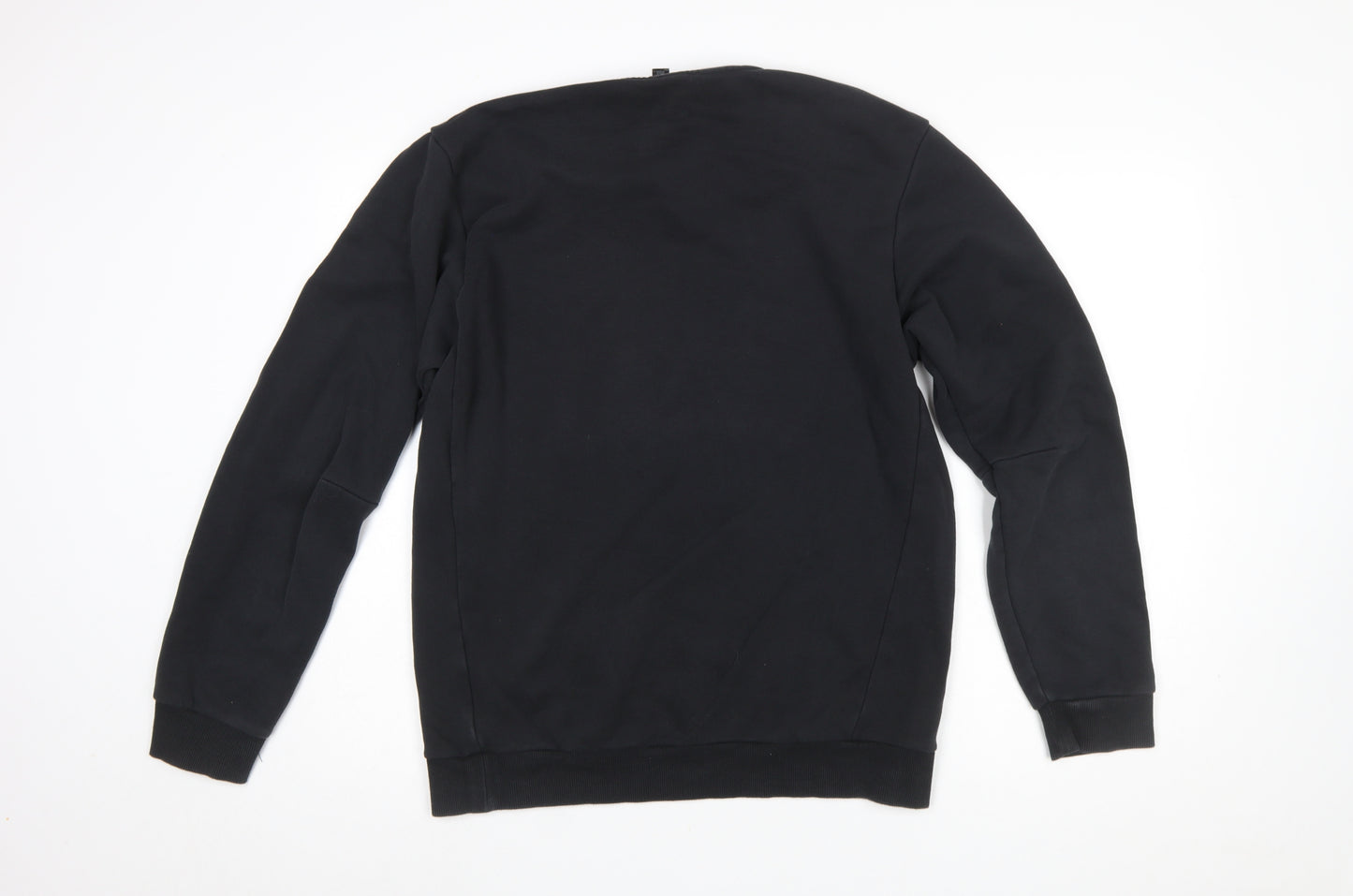 Adidas Mens Black Crew Neck Logo Sweatshirt Size M Regular Fit