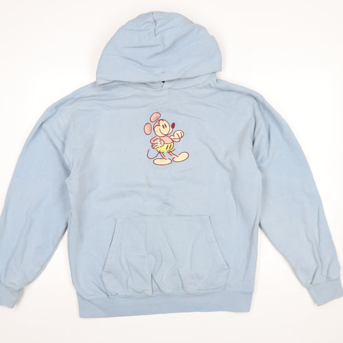 Disney Mickey Mouse Blue Hoodie Women M Pullover Casual Cotton