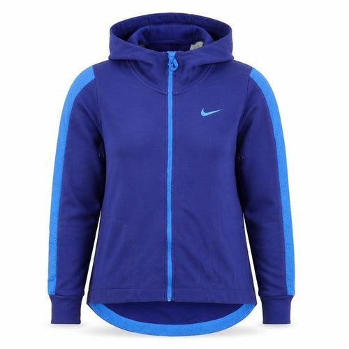 Nike Women's Blue Full Zip Hoodie M Cotton Blend Athletic Style