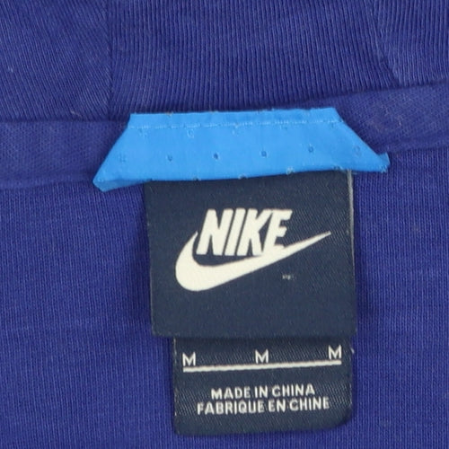 Nike Women's Blue Full Zip Hoodie M Cotton Blend Athletic Style
