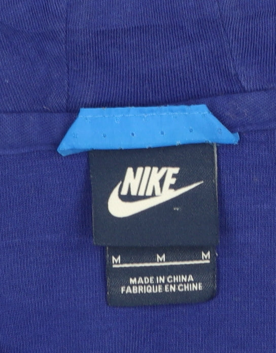 Nike Women's Blue Full Zip Hoodie M Cotton Blend Athletic Style