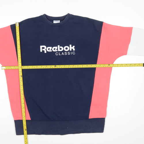 Reebok Classic Women's Navy Pink Colourblock Pullover Sweatshirt XS