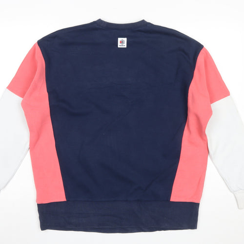 Reebok Classic Women's Navy Pink Colourblock Pullover Sweatshirt XS