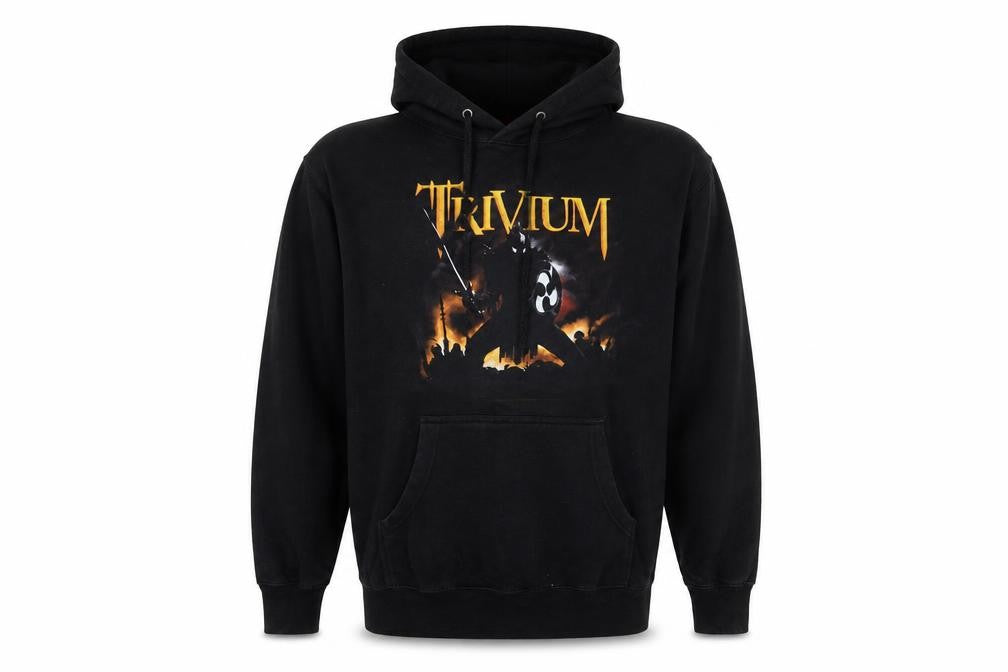 Front view of Bravado Men’s Black Trivium Pullover Hoodie Medium Graphic Print