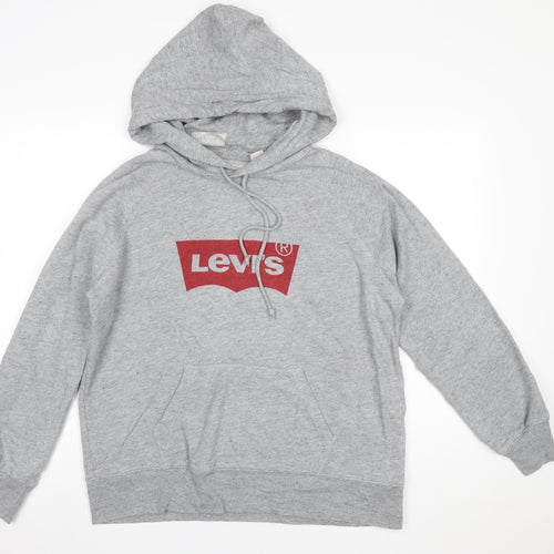 Levi's Men's Grey Pullover Hoodie Medium Logo Fleece Sweatshirt