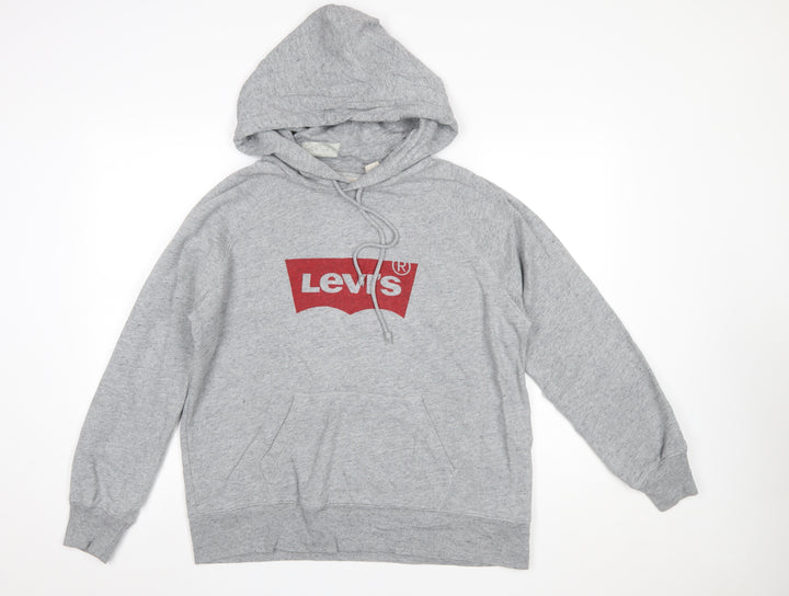 Levi's Men's Grey Pullover Hoodie Medium Logo Fleece Sweatshirt