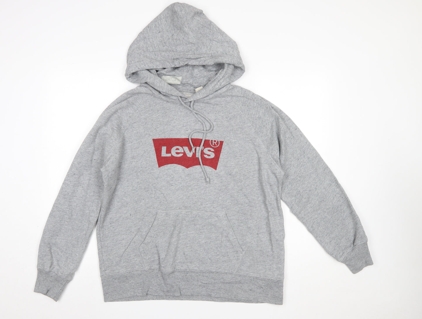 Levi's Men's Grey Pullover Hoodie Medium Logo Fleece Sweatshirt