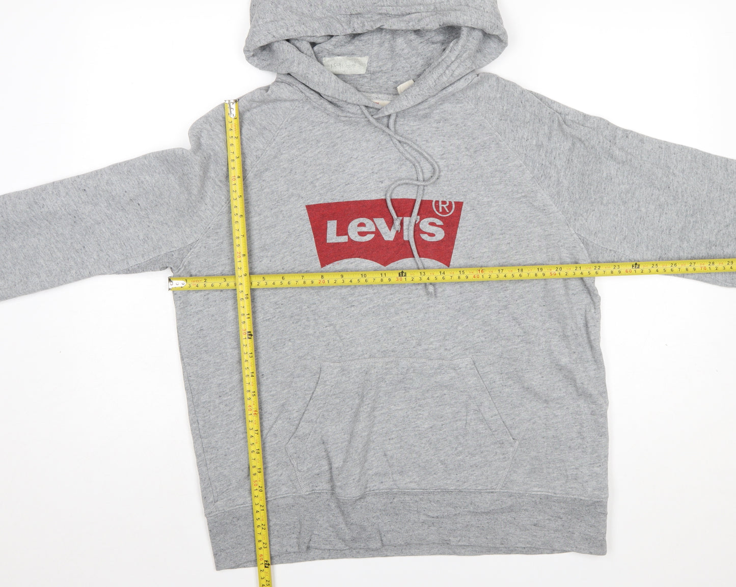 Levi's Men's Grey Pullover Hoodie Medium Logo Fleece Sweatshirt