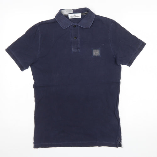 Stone Island Men's Blue Slim Fit Cotton Polo Shirt Size S